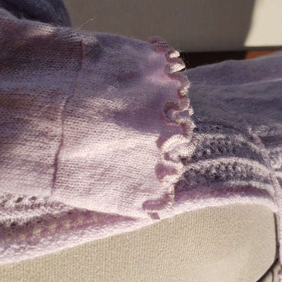Simply Flawless Mohair Blend Pointelle Knit Open Front Lavender Cardigan Sz S - Picture 8 of 9